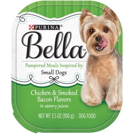 Purina Bella Chicken and Smoked Bacon Pate Small-Breed Adult Wet Dog Food Trays – 3.5 Oz – Case of 12