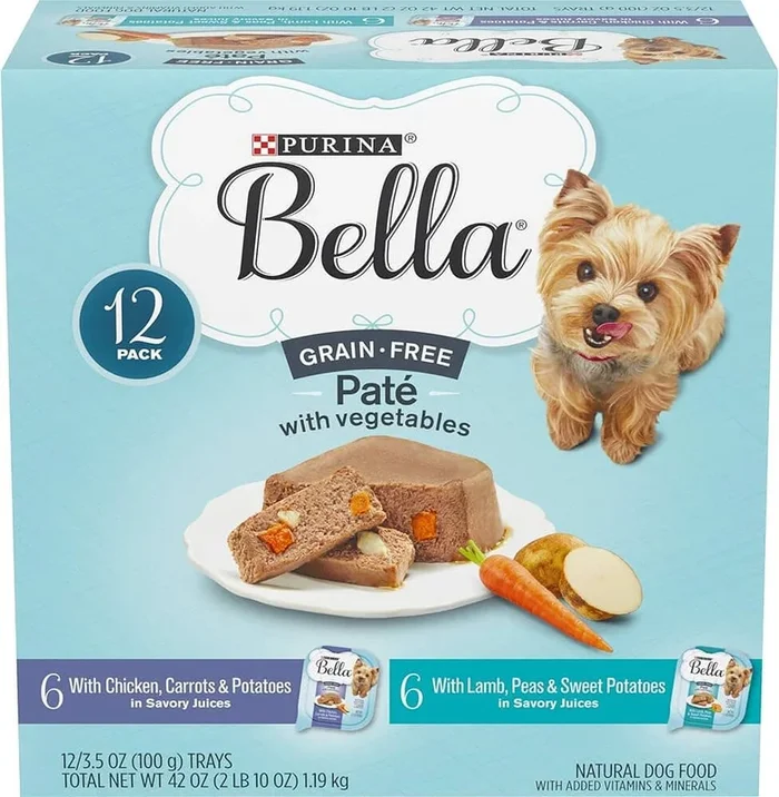 Purina Bella Grain-Free Chicken and Lamb Pate Small-Breed Wet Dog Food Trays – Variety Pack – 3.5 Oz – 12 Count