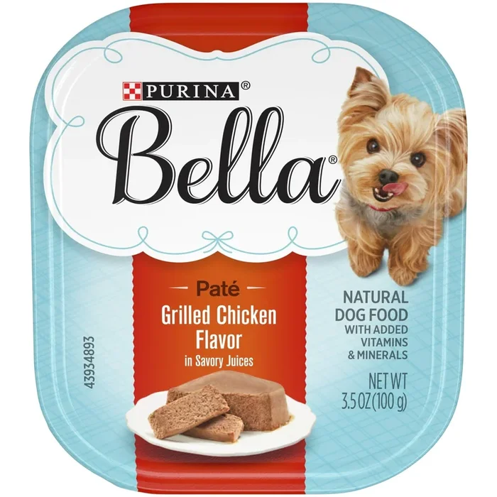 Purina Bella Grilled Chicken in Savory Juices Pate Small-Breed Wet Dog Food Trays – 3.5 Oz – Case of 12