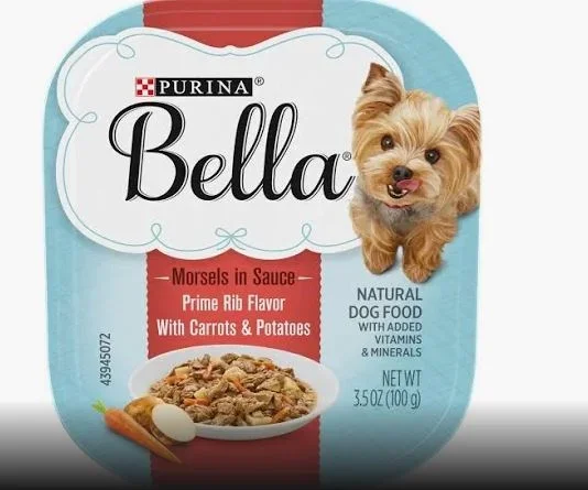 Purina Bella Prime Rib Beef Morsals in Sauce Wet Dog Food Trays – 3.5 Oz – Case of 12