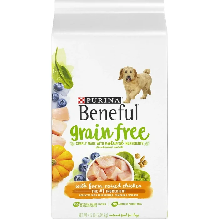 Purina Beneful Grain-Free Farm-Raised Chicken with Fruits and Berries Dry Dog Food – 4.5 Lbs – Case of 4