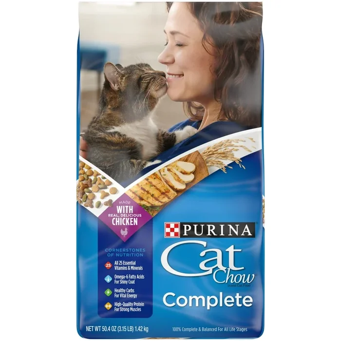 Purina Cat Chow Complete with Chicken Adult Dry Cat Food – 3.15 Lbs – Case of 4