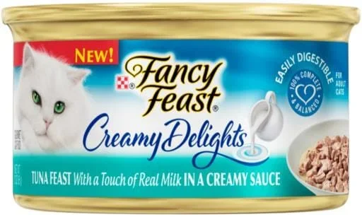 Purina Fancy Feast Creamy Delights Tuna with Real Milk in Cream Sauce Canned Cat Food – 3 Oz – Case of 24