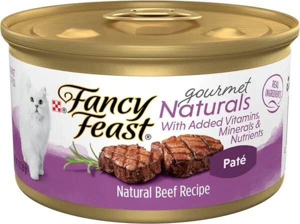 Purina Fancy Feast Gourmet Naturals Tender Beef Pate with Vitamins and Minerals Canned Cat Food – 3 Oz – Case of 12