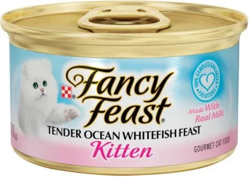 Purina Fancy Feast Ocean Whitefish Feast with Real Milk Kitten Formula Canned Cat Food – 3 Oz – Case of 24