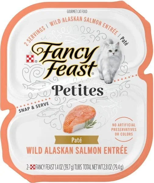 Purina Fancy Feast Petites Wild Alaskan Salmon Pate Entrée Wet Cat Food Trays – 2.8 Oz – Case of 12