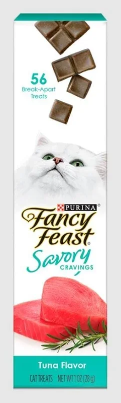 Purina Fancy Feast Savory Cravings Break-Apart Limited Ingredient Tuna Soft and Chewy Cat Treats – 1 Oz – Case of 20