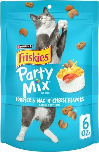 Purina Friskies Party Mix Lobster Mac and Cheese Crunchy Cat Treats – 6 Oz – Case of 6