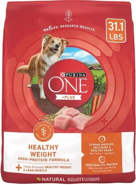 Purina One SmartBlend Healthy Weight High-Protein Formula Turkey Dry Dog Food – 31.1 Lbs