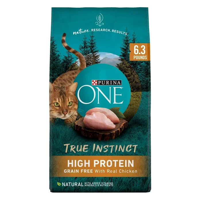 Purina One True Instinct High-Protein Grain-Free Chicken Adult Dry Cat Food – 6.3 Lbs – Case of 4