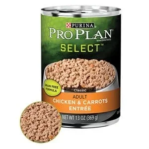 Purina Pro Plan Complete Essentials Grain-Free Classic Chicken and Carrots Pate Entrée Adult Canned Dog Food – 13 Oz – Case of 12