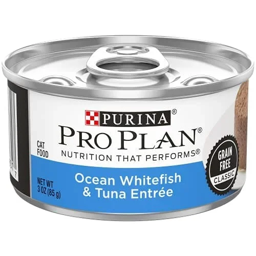 Purina Pro Plan Grain-Free Classic Whitefish and Tuna Pate Entrée Canned Cat Food – 3 Oz – Case of 24