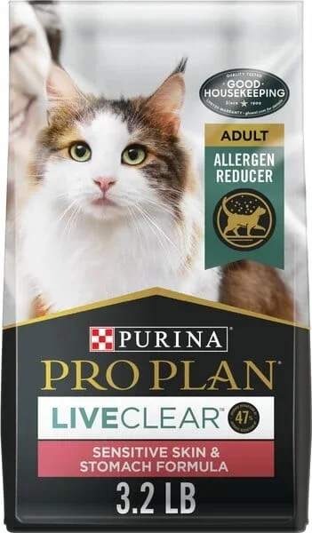 Purina Pro Plan Sensitive Skin and Stomach with Probiotics Turkey and Oatmeal Dry Cat Food – 3.2 Lbs – Case of 6