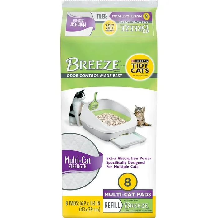 Purina Tidy Cats Breeze Pads Cat Litter Accessories Multi-Cat Strength Refill Pack – 8 Count – Case of 6