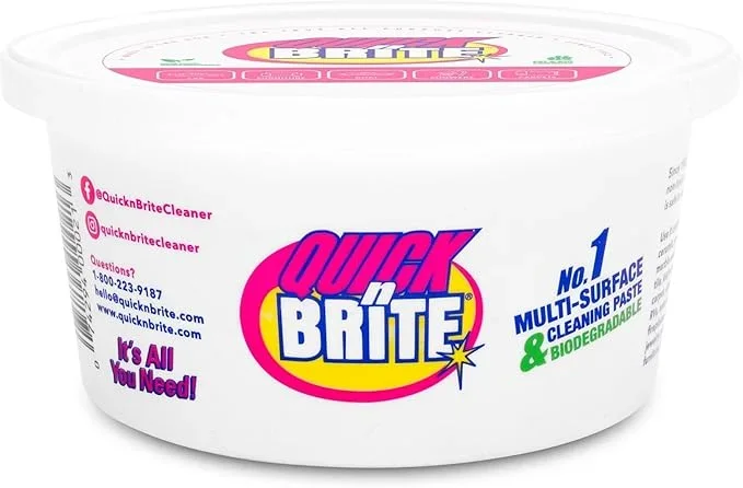 Quick ‘n Brite All Purpose Cleaning Paste – Miracle Cleaner for Tough Stains, Biodegradable, Non-Toxic, Pet-Safe, Multi-Surface Stain Remover, Made in USA, 12 Oz