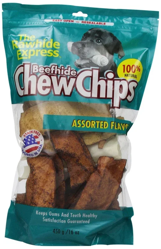 Rawhide Express Beefhide Chew Chips Assorted Flavor Natural Dog Chews – 1 Lb