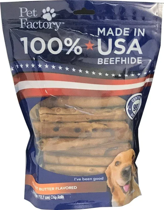 Rawhide Express Beefhide Roll Peanut Butter Flavored Natural Dog Chew – 9-10″ Inches