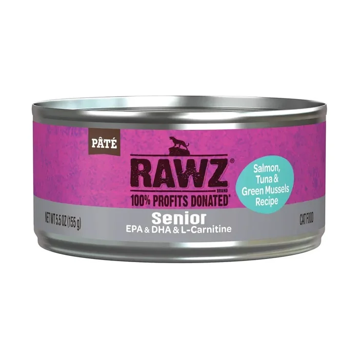 RAWZ 高级三文鱼、金枪鱼和青口贝配方猫粮，含 EPA、DHA 和 L-肉碱