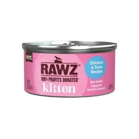 Receta de comida para gatitos RAWZ con pollo y atún, con EPA y DHA