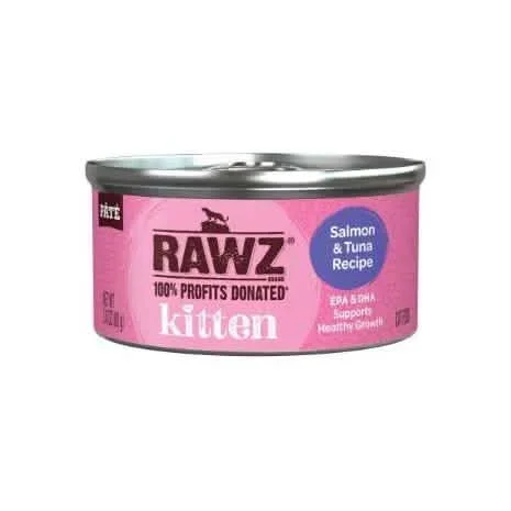 Receta de comida para gatitos RAWZ con salmón y atún, con EPA y DHA