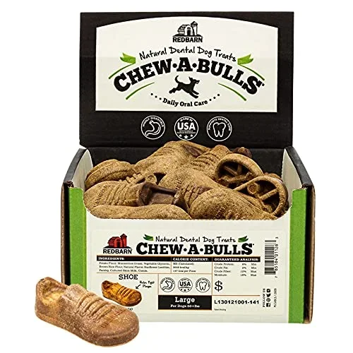 Red Barn Dog Chew-A-Bull Shoe Dental Dog Chews – Large – 25 Count