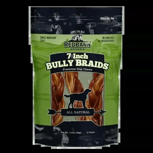 Redbarn Braided Bully Sticks 7″ Dog Treats 3 Pack
