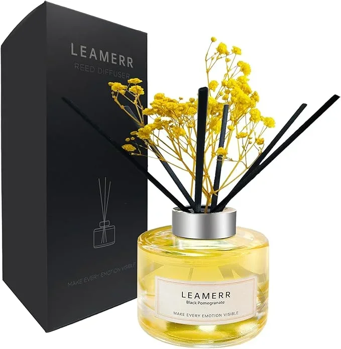 Reed Diffuser Sets Home Fragrance Essential Oil Diffuser Black Pomegranate Scent- 7 oz (210 ml)Fragrance Oil Diffuser for Bedroom Bathroom Home Décor Includes Reed Diffuser Sticks Scented Oils