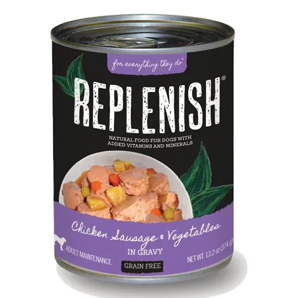 Replenish Grain-Free Canned Dog Food – Chicken and Sausage – 13.2 Oz – Case of 12