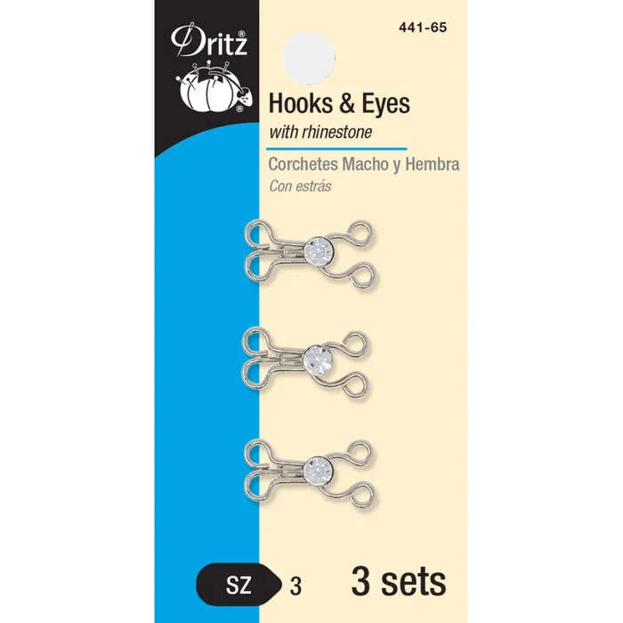 Rhinestone Hooks & Eyes 441-65 Set of 2