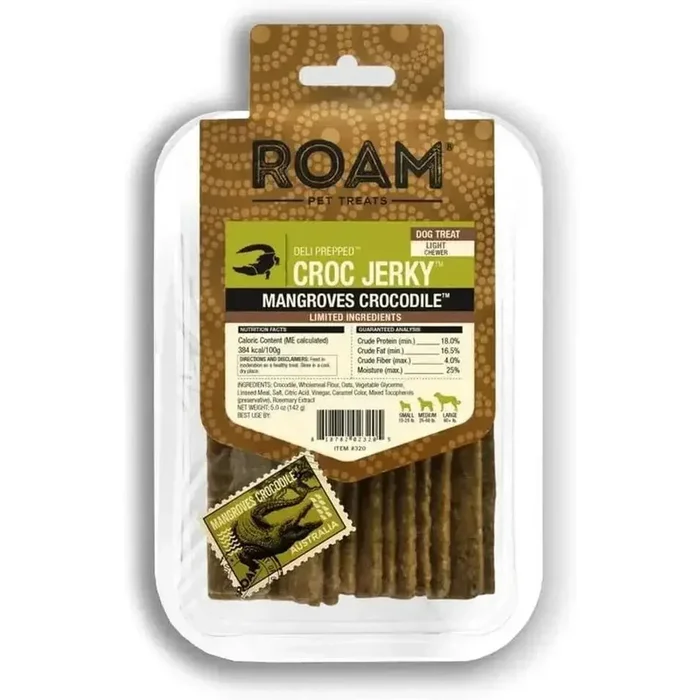 Roam Pet Treats Croc Jerky Wetlands Crocodile Treat for Dogs