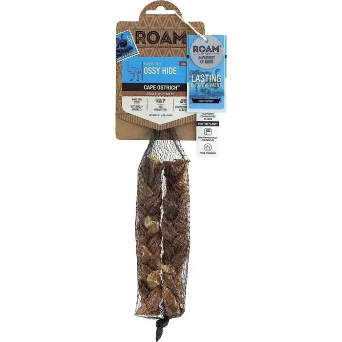 Roam Pet Treats Ossy Hide Twists Ostrich Dog Chew