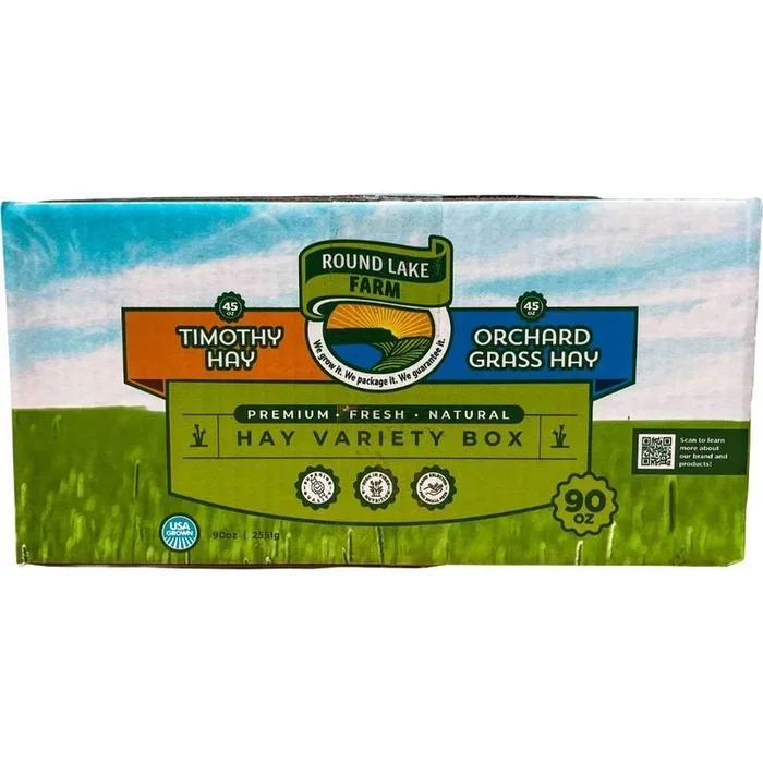 Round Lake Farm Timothy Hay & Orchard Grass Hay Variety Box for Small Animals