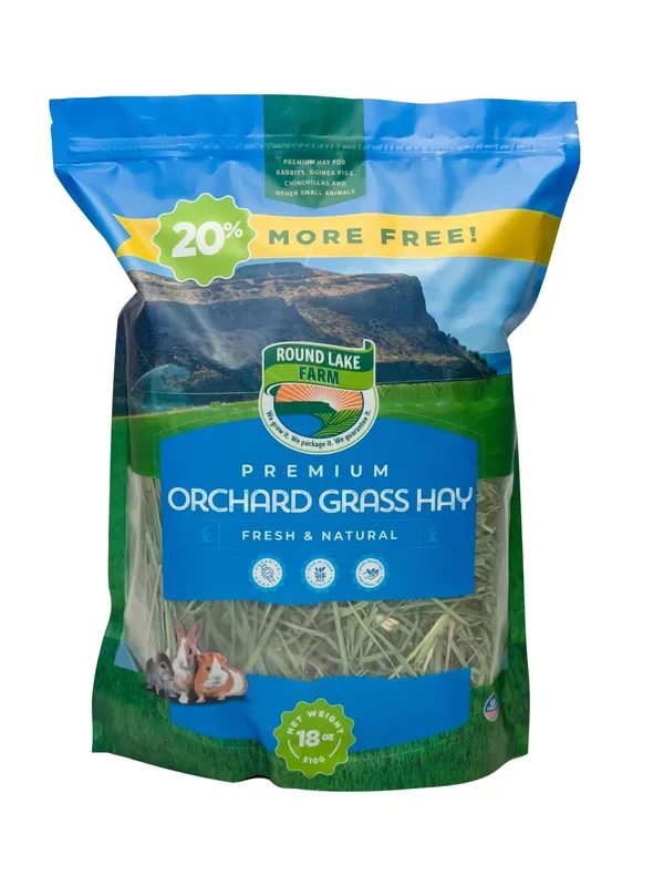 Round Lake Farms Premium Orchard Grass Hay for Small Animals – 18 Oz