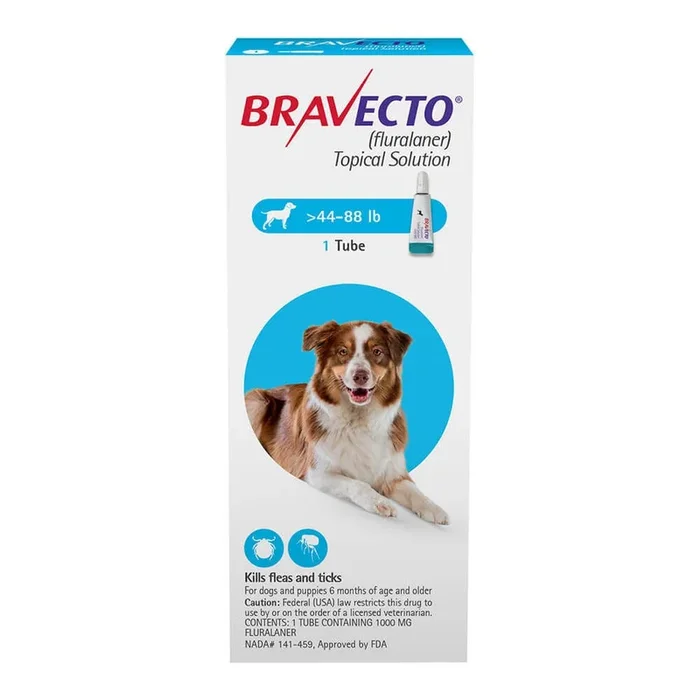 Rx Bravecto (fluralaner topical solution) Flea & Tick 12-Week Topical for Dogs