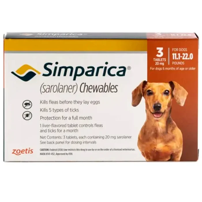 Rx Simparica (sarolaner) Chewable Tablets for Dogs