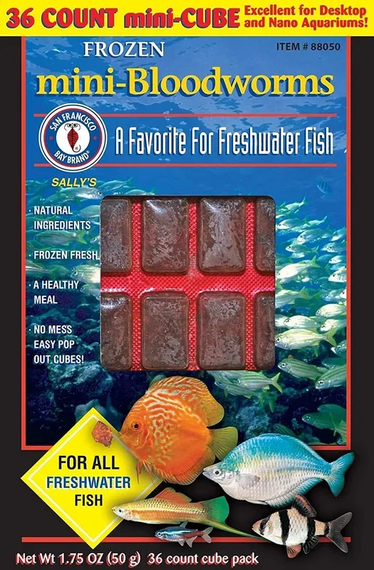 San Francisco Bay Brand Frozen Mini-Bloodworms – 36 Mini Cubes – 1.75 oz