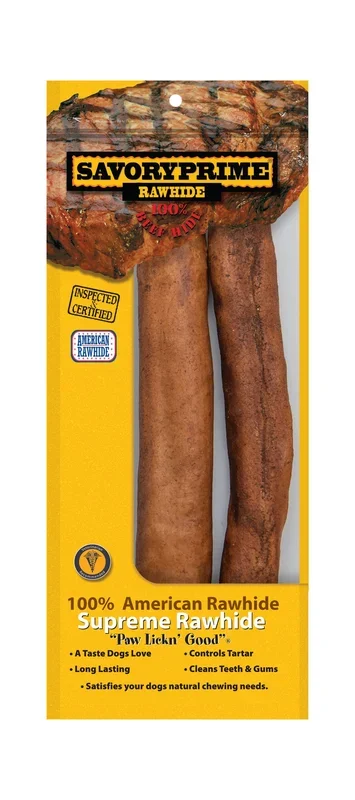 Savory Prime American Rawhide Beef-Hide Retriever Roll Natural Dog Chews – 10 Inch – 2 Pack