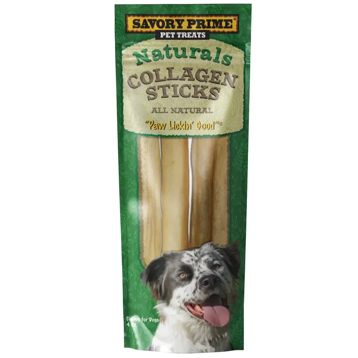 Savory Prime Naturals Collagen Sticks Natural Dog Chews – 10 Inch – 4 Count