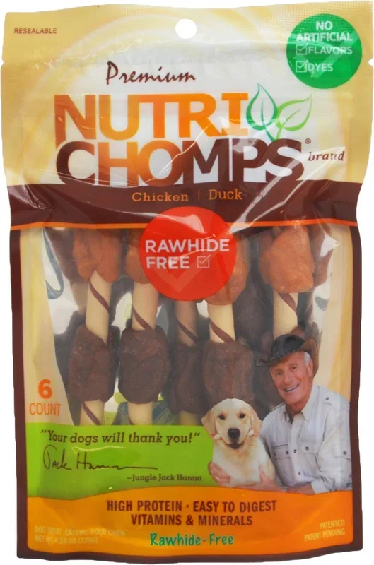 Scott Pet Nutri-Comps Rawhide-Free Chicken and Duck Kabobs Natural Dog Chew Treats – 6 Count