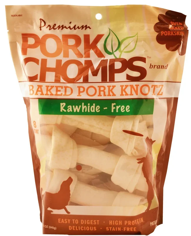 Scott Pet Pork-Chomps Rawhide-Free Baked Pork Knotz Natural Dog Chew Treats – 8 Count