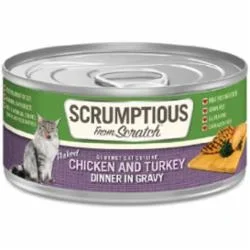 Scrumptious Cat Chicken Turkey Gravy Canned Cat Food – 2.8 Oz – Case of 12