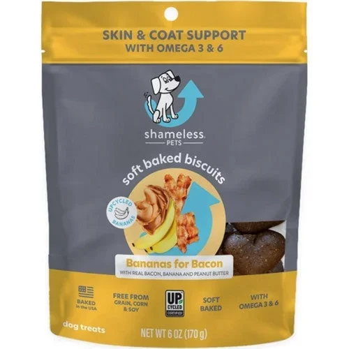 Shameless Pets, Shameless Soft Baked Dog Biscuits, 6 Oz, Banana/Bacon/Pe