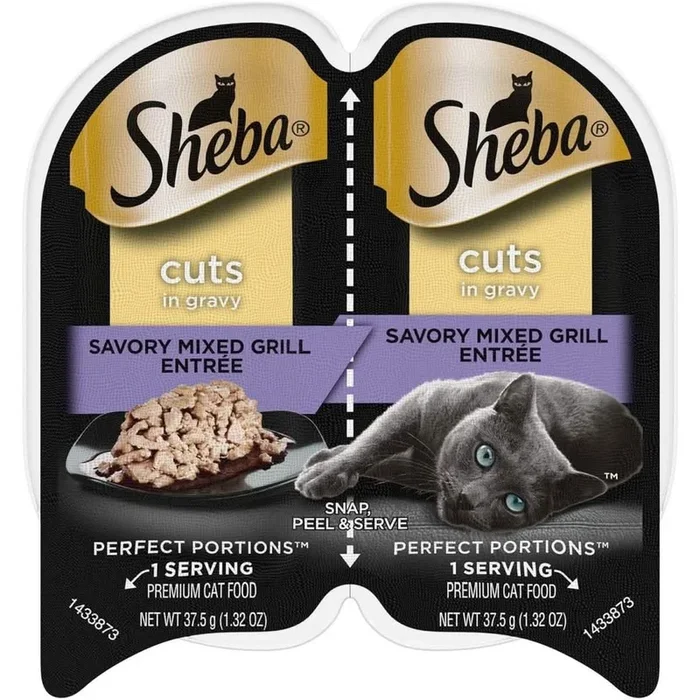 Sheba 湿猫粮 完美份量 肉汁切片 美味混合烧烤主菜