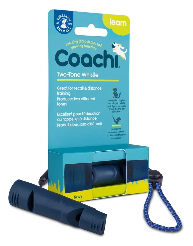 Silbato para perros Coachi de dos tonos, azul marino