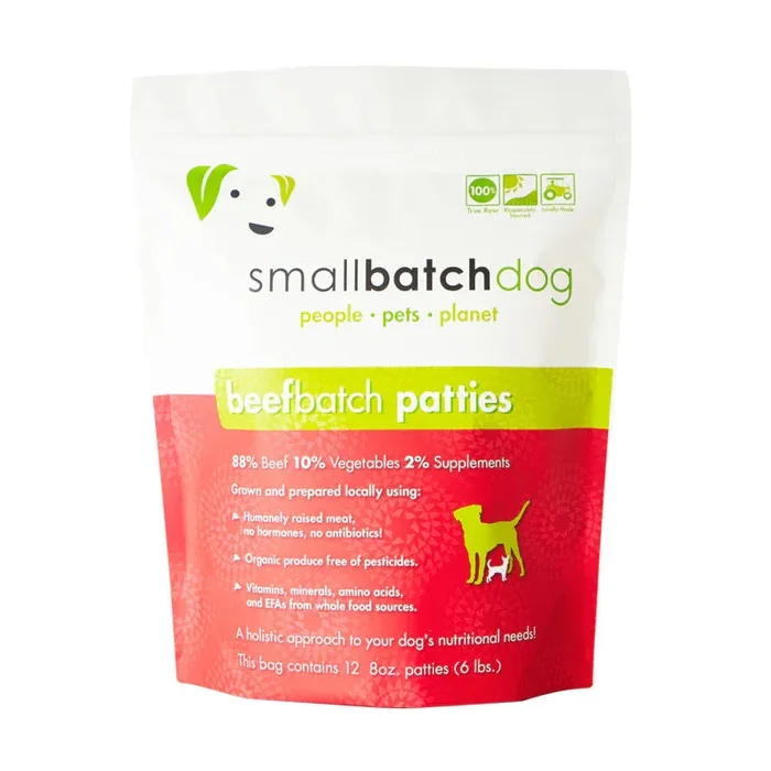 Small Batch Dog Frozen Beef Patties, 18lbs