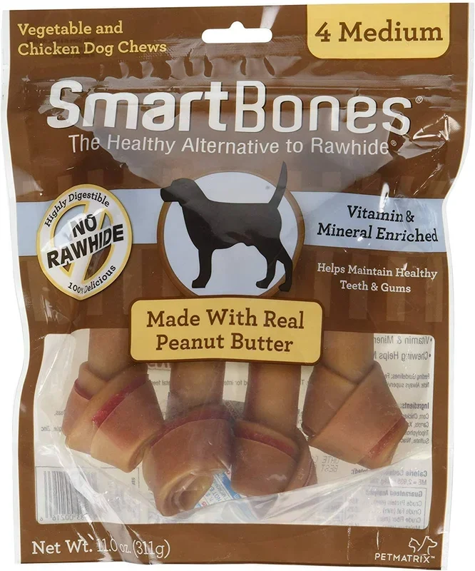 Smartbones Dog Dental and Hard Chews – Peanut Butter – Medium – 4 Pack