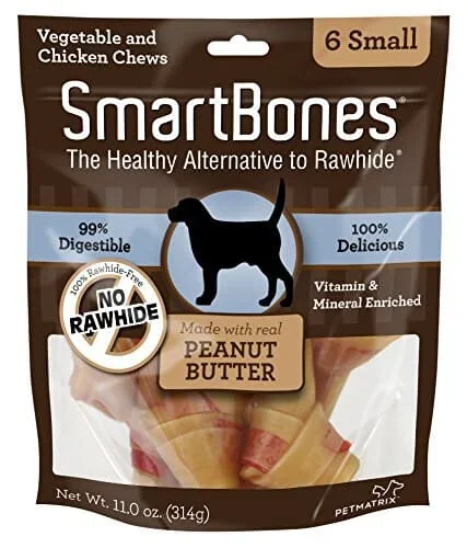 Smartbones Dog Dental and Hard Chews – Peanut Butter – Small – 6 Pack