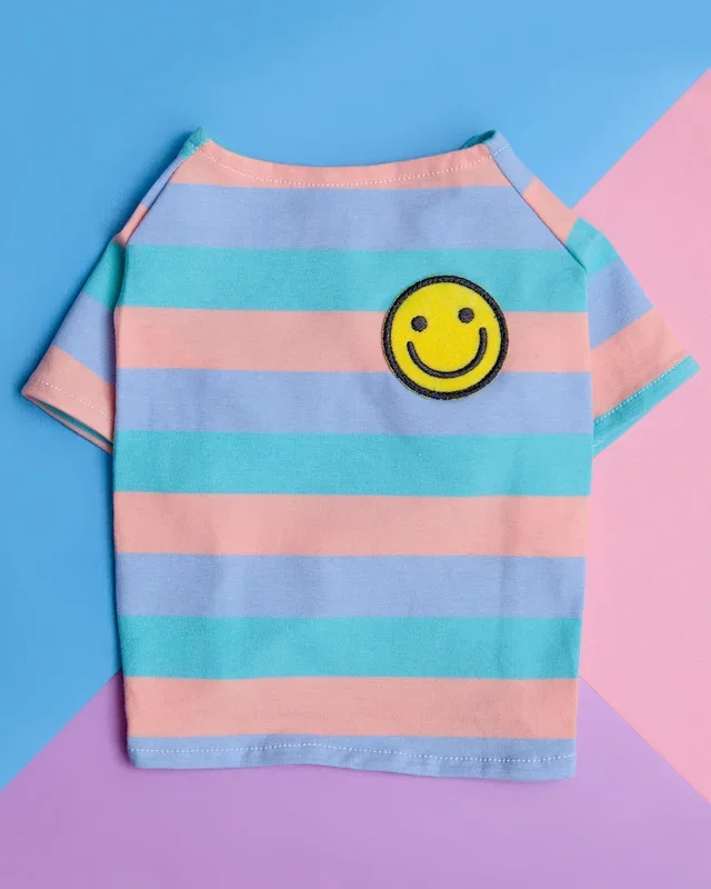 Smiley Stripe Dog T-Shirt