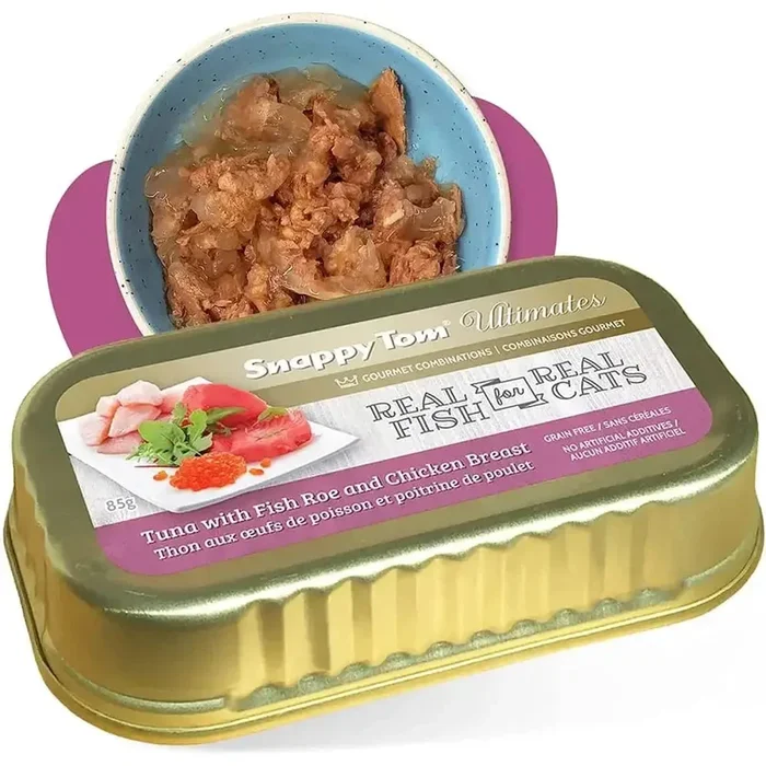 Snappy Tom Ultimates Fresh Tuna with Fish Roe and Chicken Breast Canned Cat Food 12/3oz