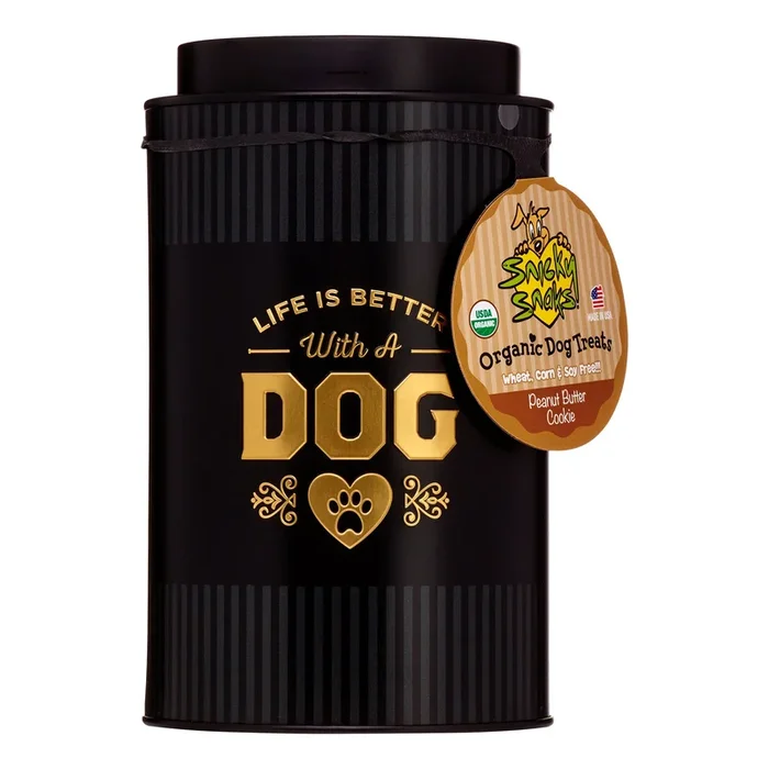 Snicky Snaks Organic Peanut Butter Dog Biscuits – Large Gift Tin – 6 Oz